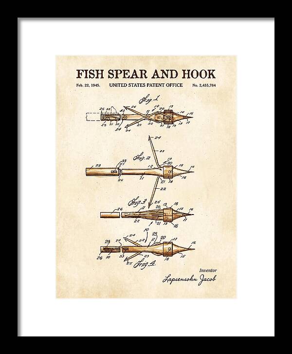 Fish Spear And Hook Watercolor Patent Us2455784a