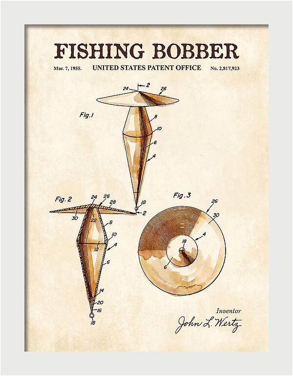 Fishing Bobber Watercolor Patent Us2817923a