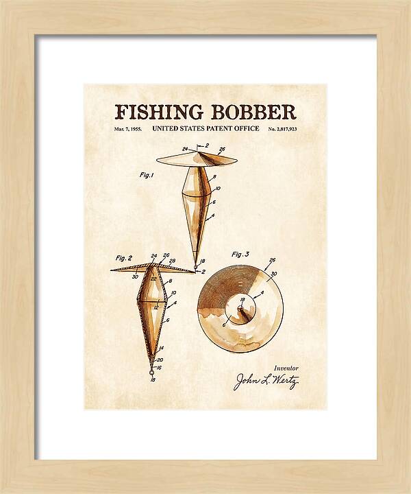 Fishing Bobber Watercolor Patent Us2817923a