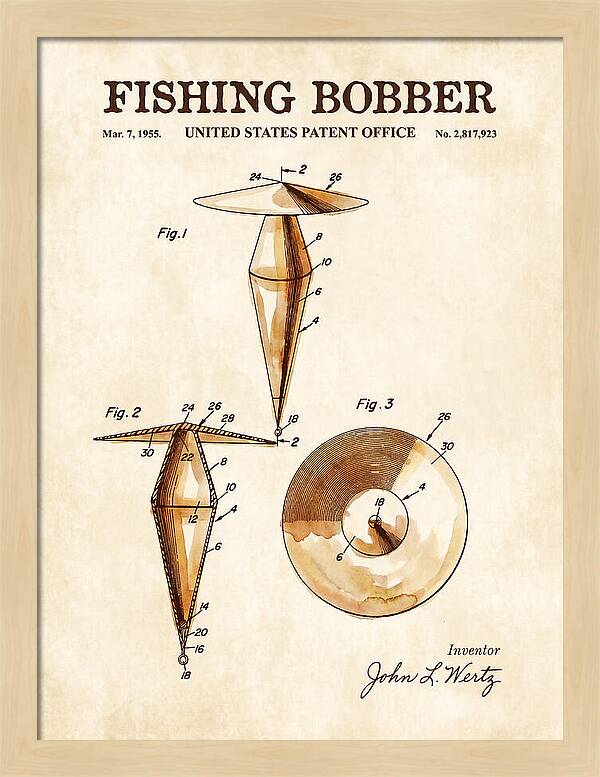 Fishing Bobber Watercolor Patent Us2817923a