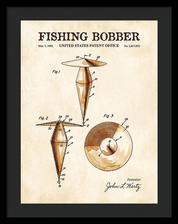 Fishing Bobber Watercolor Patent Us2817923a