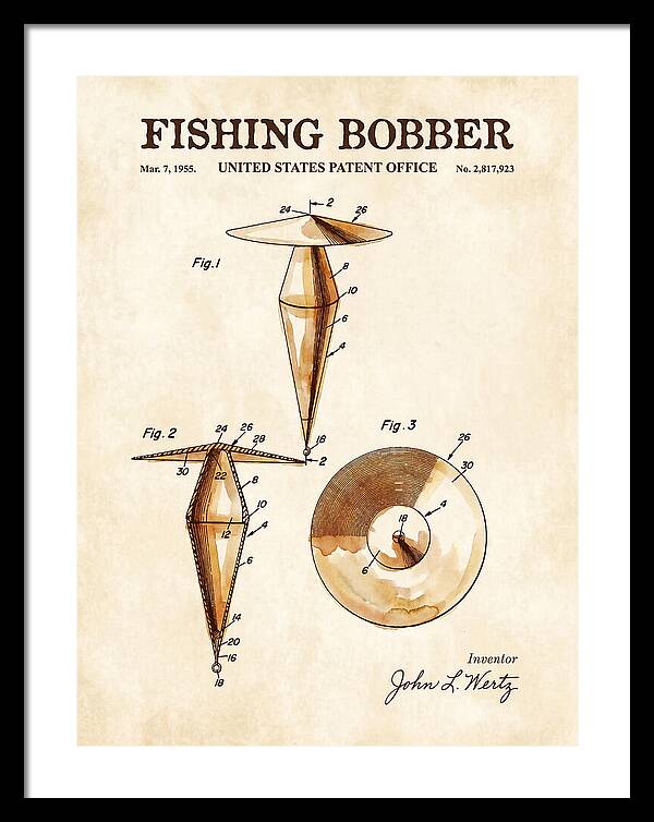 Fishing Bobber Watercolor Patent Us2817923a
