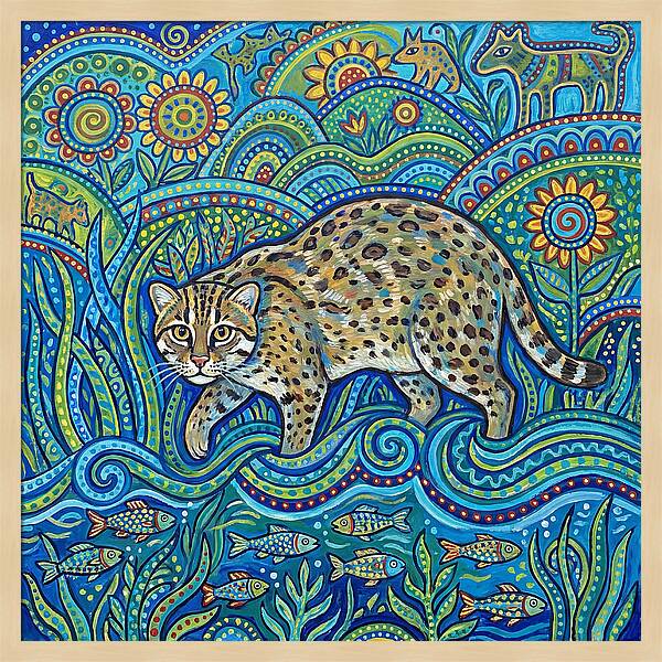 Fishing Cat Among Vibrant Flora