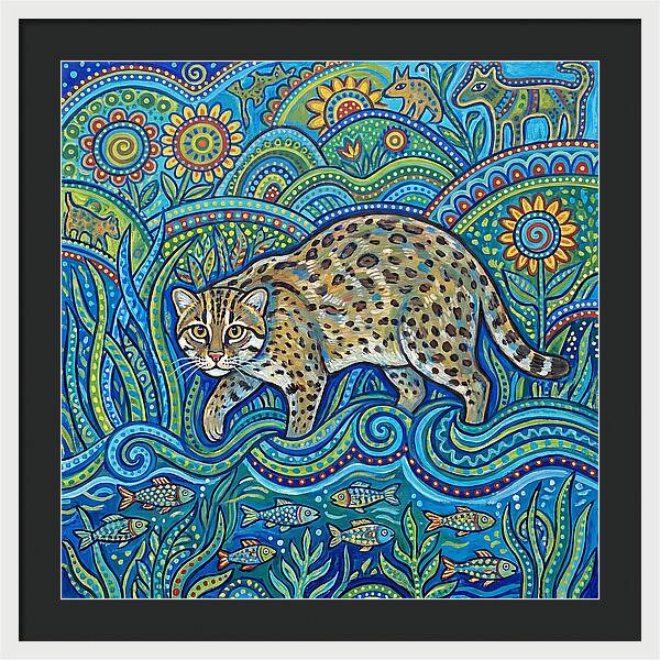 Fishing Cat Among Vibrant Flora