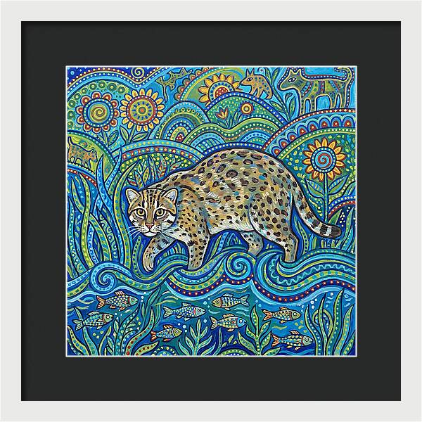 Fishing Cat Among Vibrant Flora