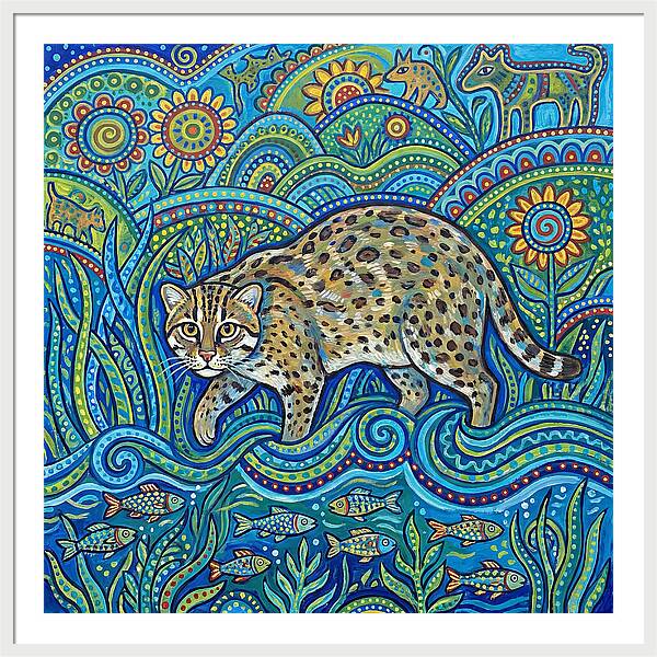 Fishing Cat Among Vibrant Flora