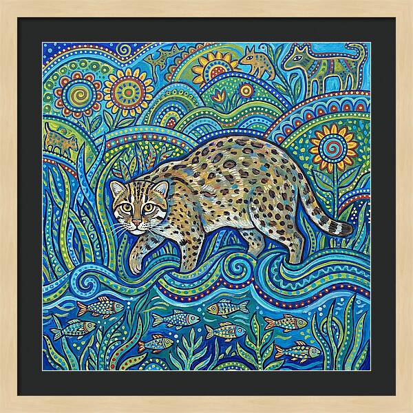 Fishing Cat Among Vibrant Flora