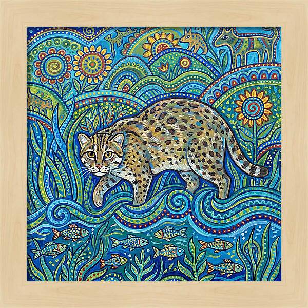 Fishing Cat Among Vibrant Flora
