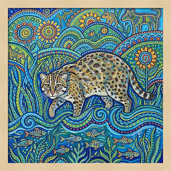 Fishing Cat Among Vibrant Flora