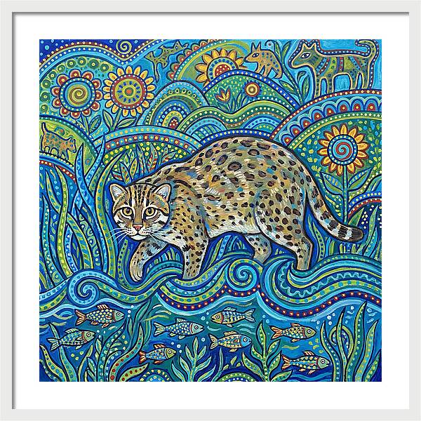 Fishing Cat Among Vibrant Flora