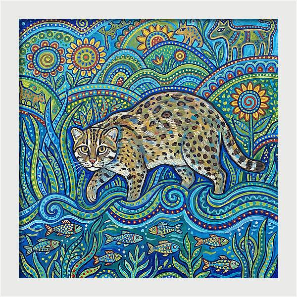 Fishing Cat Among Vibrant Flora