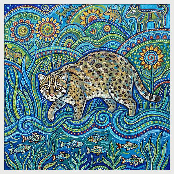 Fishing Cat Among Vibrant Flora