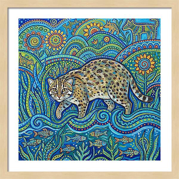 Fishing Cat Among Vibrant Flora