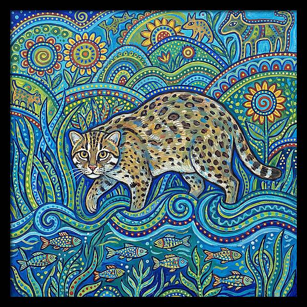 Fishing Cat Among Vibrant Flora