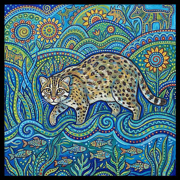 Fishing Cat Among Vibrant Flora