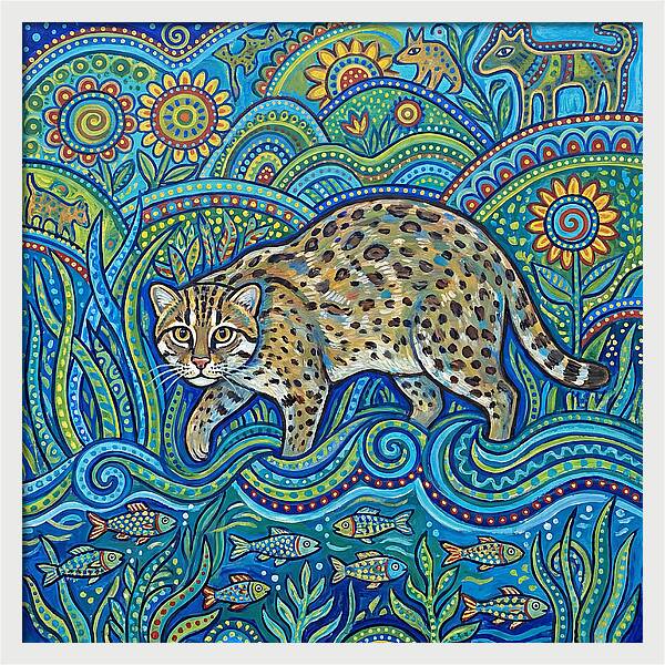 Fishing Cat Among Vibrant Flora