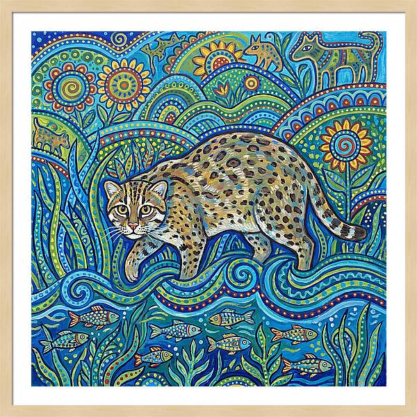 Fishing Cat Among Vibrant Flora