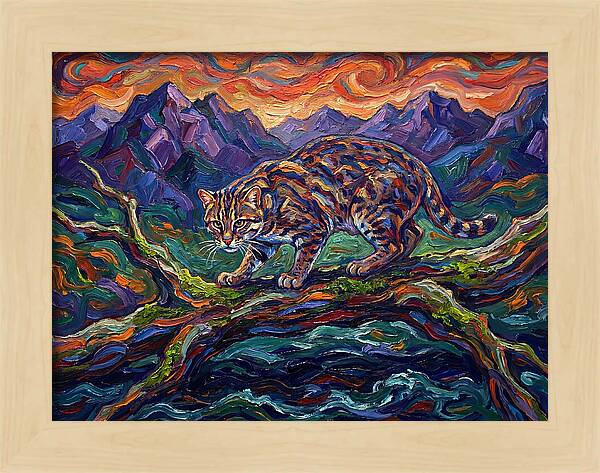 Fishing Cat In Expressionist Style