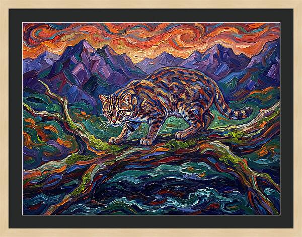 Fishing Cat In Expressionist Style