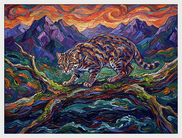 Fishing Cat In Expressionist Style