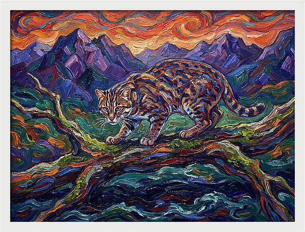 Fishing Cat In Expressionist Style