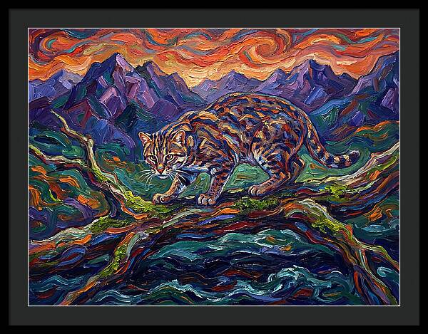 Fishing Cat In Expressionist Style