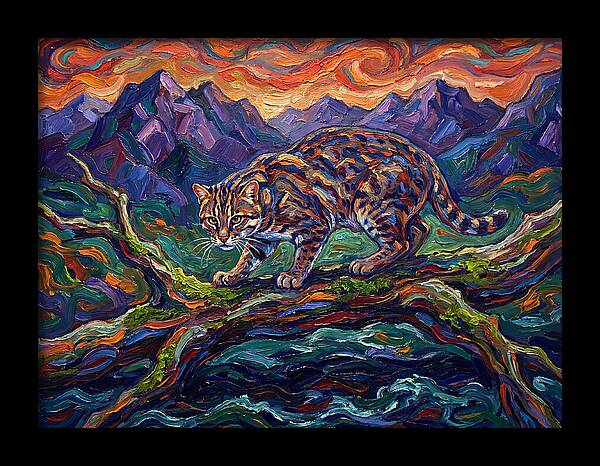 Fishing Cat In Expressionist Style