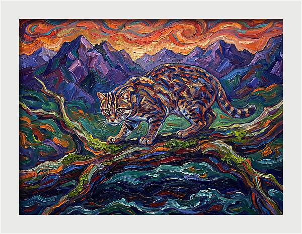 Fishing Cat In Expressionist Style