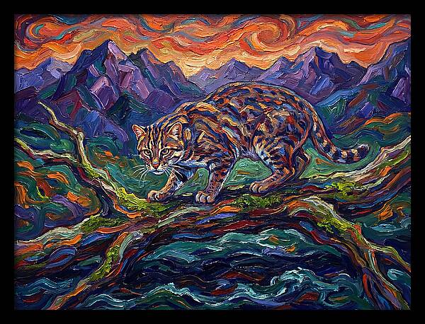 Fishing Cat In Expressionist Style