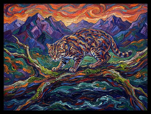 Fishing Cat In Expressionist Style