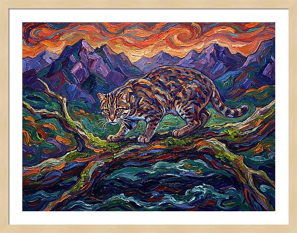 Fishing Cat In Expressionist Style