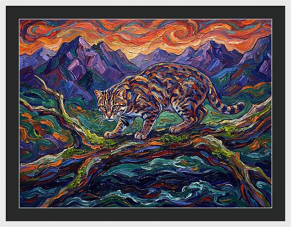 Fishing Cat In Expressionist Style