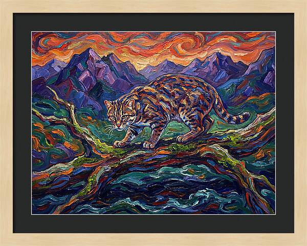 Fishing Cat In Expressionist Style