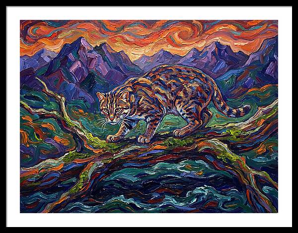 Fishing Cat In Expressionist Style