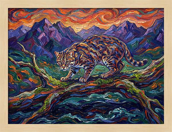 Fishing Cat In Expressionist Style
