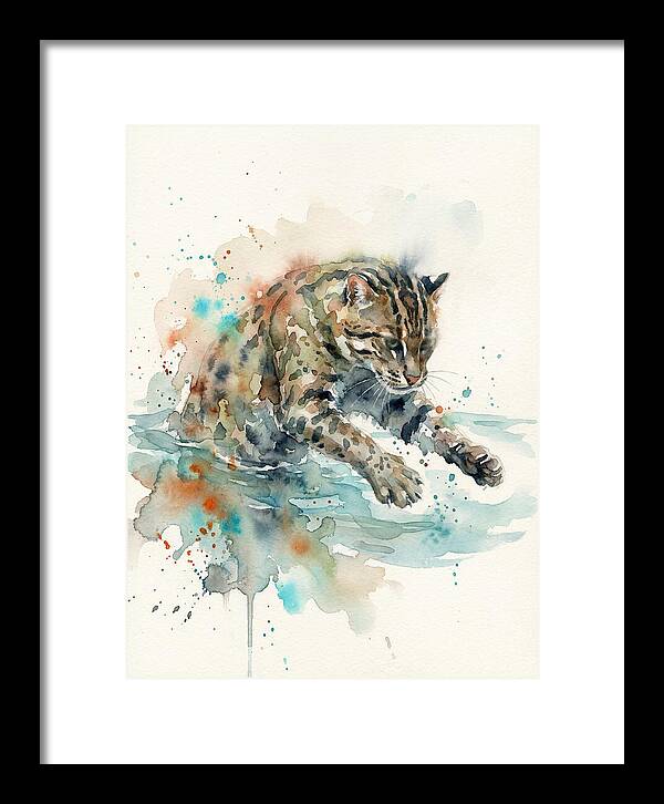 Fishing Cat In Watercolor