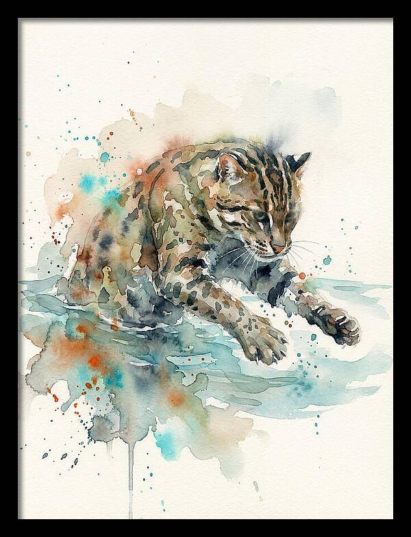 Fishing Cat In Watercolor