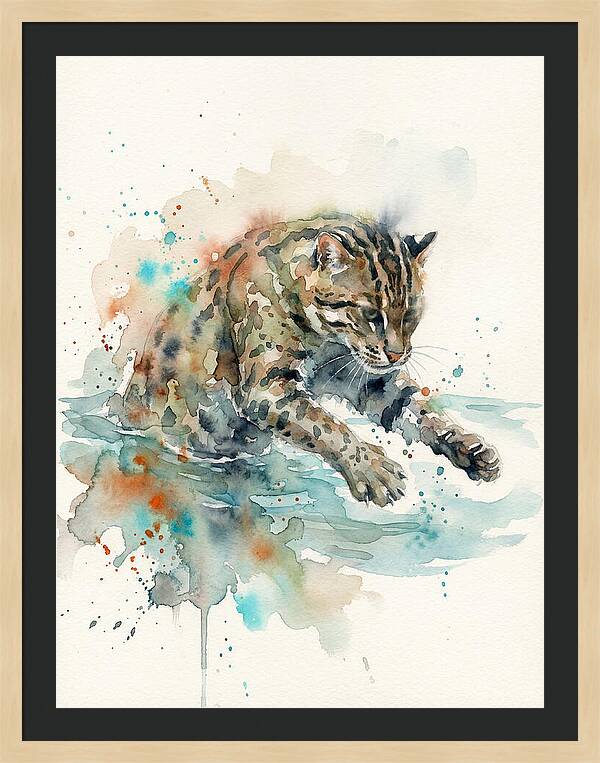 Fishing Cat In Watercolor