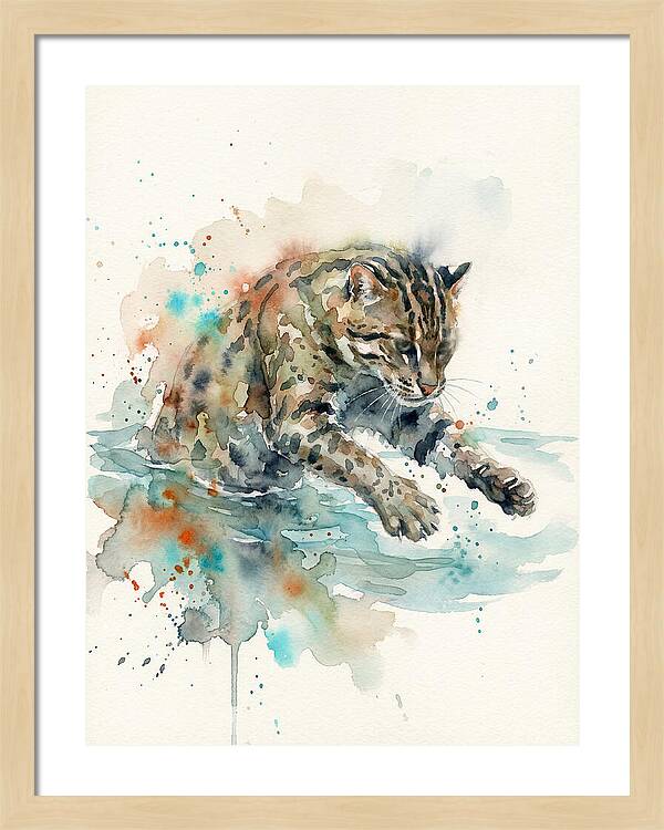 Fishing Cat In Watercolor