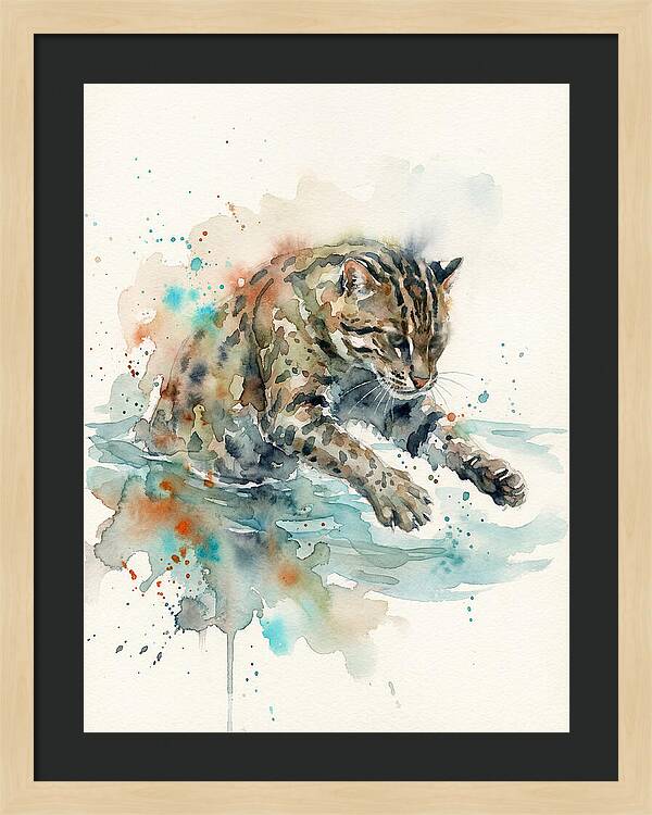 Fishing Cat In Watercolor