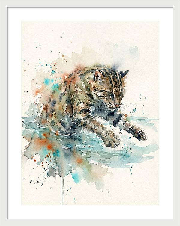 Fishing Cat In Watercolor