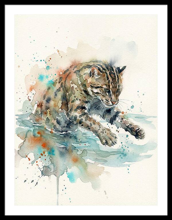 Fishing Cat In Watercolor