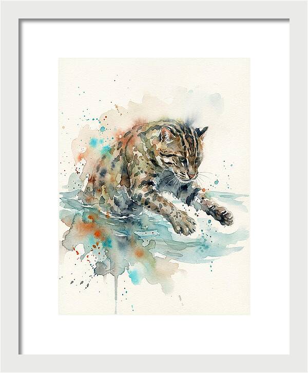 Fishing Cat In Watercolor