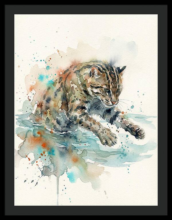 Fishing Cat In Watercolor