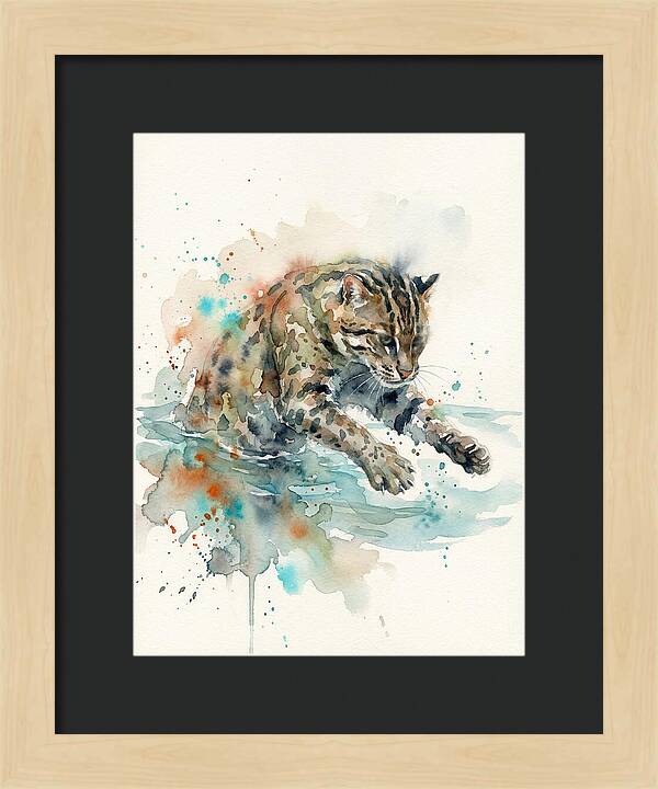 Fishing Cat In Watercolor