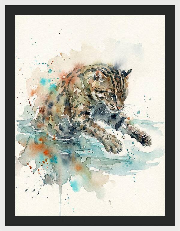 Fishing Cat In Watercolor