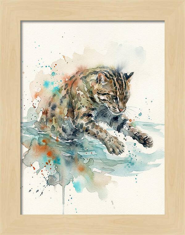 Fishing Cat In Watercolor
