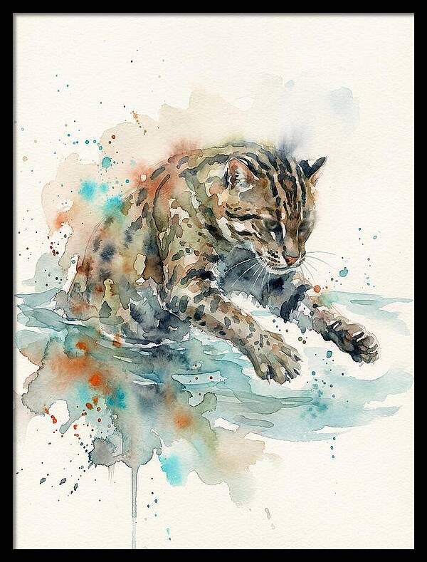 Fishing Cat In Watercolor