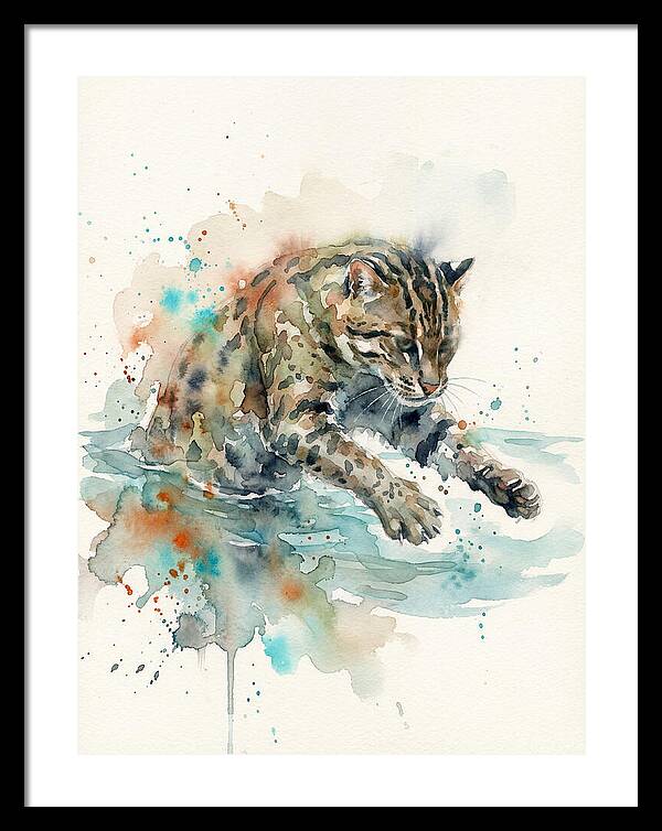 Fishing Cat In Watercolor