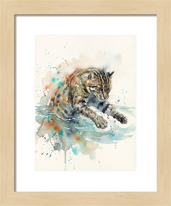 Fishing Cat In Watercolor